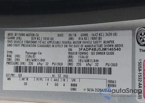 2018 Ford Fiesta Se from USA, damaged, VIN 3FADP4BJ5JM146540